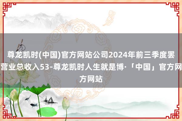 尊龙凯时(中国)官方网站公司2024年前三季度罢了营业总收入53-尊龙凯时人生就是博·「中国」官方网站