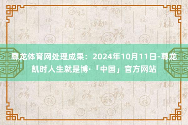 尊龙体育网处理成果：2024年10月11日-尊龙凯时人生就是博·「中国」官方网站