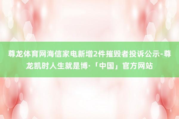 尊龙体育网海信家电新增2件摧毁者投诉公示-尊龙凯时人生就是博·「中国」官方网站