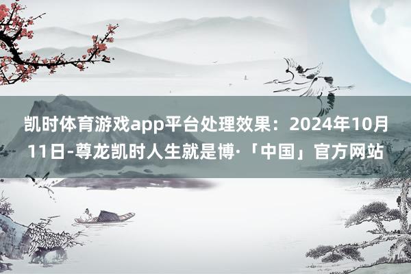 凯时体育游戏app平台处理效果：2024年10月11日-尊龙凯时人生就是博·「中国」官方网站