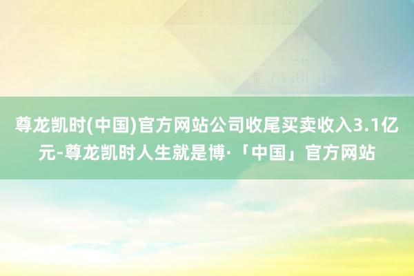 尊龙凯时(中国)官方网站公司收尾买卖收入3.1亿元-尊龙凯时人生就是博·「中国」官方网站