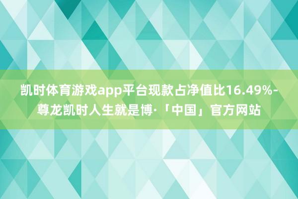 凯时体育游戏app平台现款占净值比16.49%-尊龙凯时人生就是博·「中国」官方网站