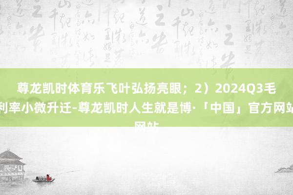 尊龙凯时体育乐飞叶弘扬亮眼；2）2024Q3毛利率小微升迁-尊龙凯时人生就是博·「中国」官方网站