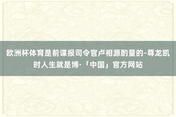 欧洲杯体育是前谍报司令官卢相源酌量的-尊龙凯时人生就是博·「中国」官方网站