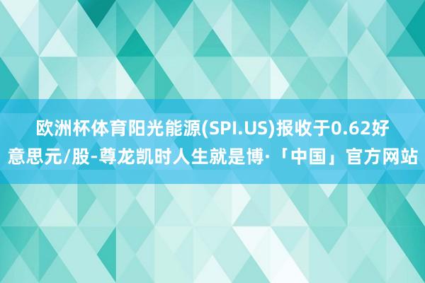 欧洲杯体育阳光能源(SPI.US)报收于0.62好意思元/股-尊龙凯时人生就是博·「中国」官方网站