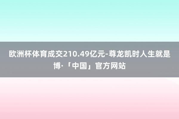 欧洲杯体育成交210.49亿元-尊龙凯时人生就是博·「中国」官方网站